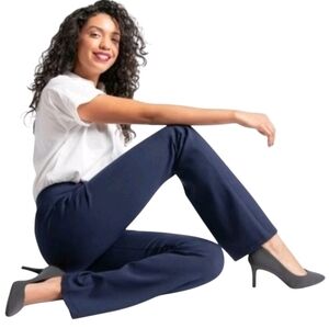Betabrand Navy Blue Straight Leg Yoga Work Casual Pants Size Large Comfort